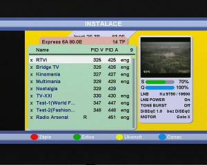 Illusion M3 - menu Instalace, pjem paketu Stargate TV