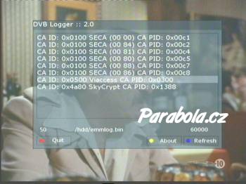 Plugin pro Dreambox - DVB logger