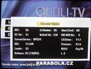 Praktick zkuenosti se satelitnm pijmaem Quali-TV QS 1080IRCI