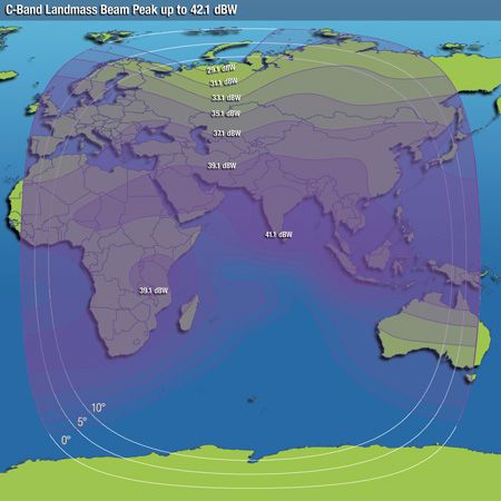 Footprint satelitu Intelsat 20, Landmass beam, obrzek: Intelsat