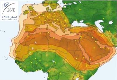 Footprint satelitu Badr 4, obrzek: Arabsat