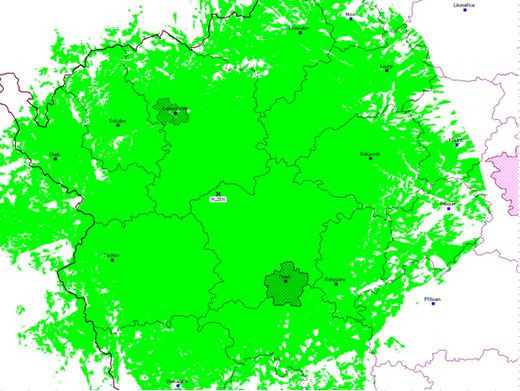 obrázek - pokrytí veřejnoprávní sítě ČT