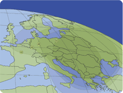 Pokrytí signálem družicí Amos-2 v Evropě