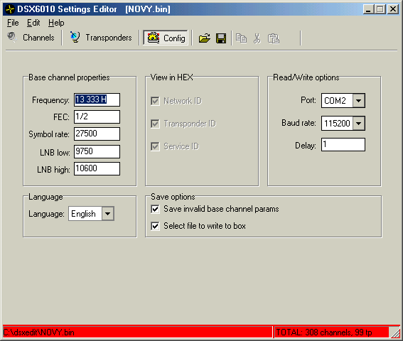 DSXedit - Editor pro přijímače Philips DSX 6010S