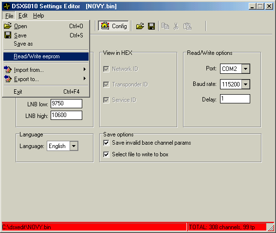 DSXedit - Editor pro přijímače Philips DSX 6010S
