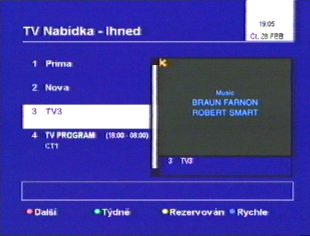 DVB-T, elektronický programový průvodce (co vysílají programy nyní)