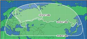 Zny pokryt signlem satelitu Express AM-2