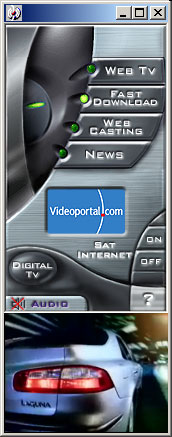 hlavní ovládací panel portálu Netsystem; v dolní části video-reklama