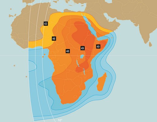 Footprint satelitu Apstar 7, obrzek: APT Satellite Company