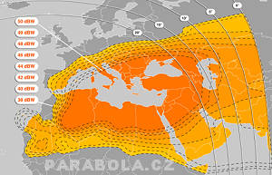Footprint satelitu Atlantic Bird 4 na pozici 7W