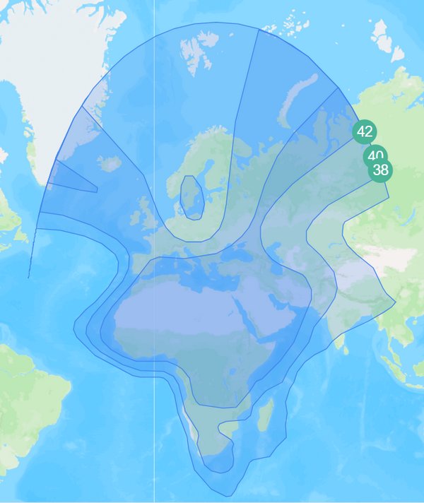 Footprint satelitu Badr 8, obrzek: Arabsat
