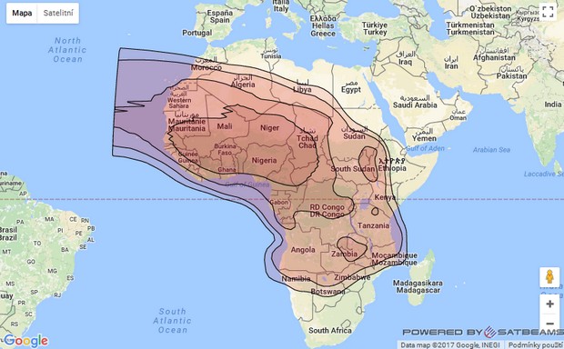 Footprint satelitu Belintersat 1, obrzek: Belintersat