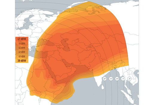 Footprint satelitu Eutelsat 21B, eastern beam, obrzek: Eutelsat