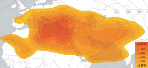 Footprint satelitu Eutelsat 25C, obrzek: Eutelsat