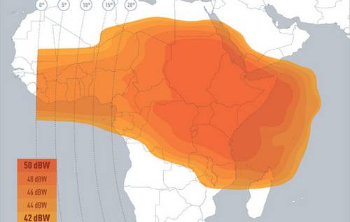 Footprint satelitu Eutelsat 70B, Africa beam, obrzek: Eutelsat