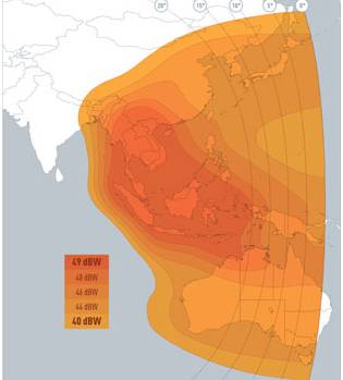 Footprint satelitu Eutelsat 70B, Asia beam, obrzek: Eutelsat