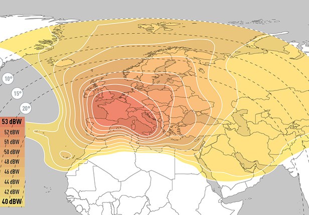 Footprint satelitu Eutelsat Hot Bird 13E, obrzek: Eutelsat