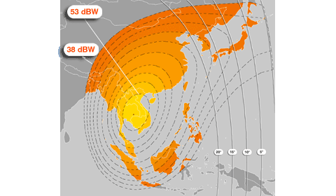 Footprint satelitu Eutelsat W5 - spot1 beam