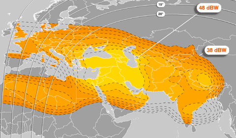 Footprint satelitu Eutelsat W5 - wide beam