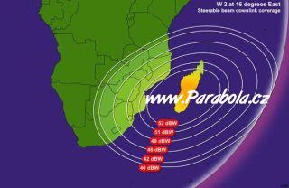 Pokrytí signálem satelitu Eutelsat W2, Steerable Spotbeam