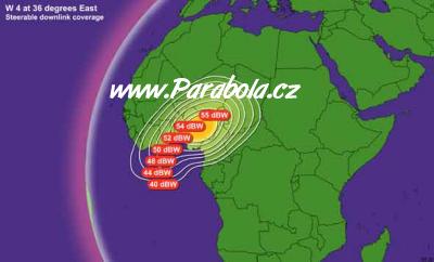 Pokryt zem satelitem Eutelsat W4, mniteln africk svazek