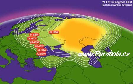 Pokryt zem satelitem Eutelsat W4, rusk svazek