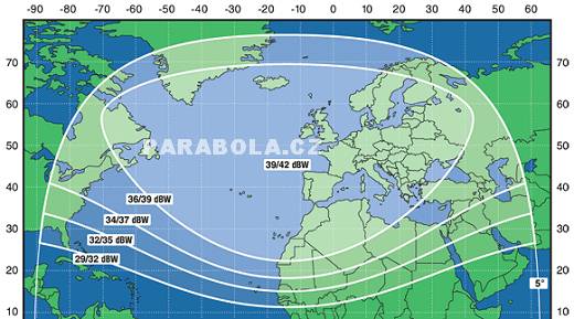 Footprint satelitu Express A4 (11W), C psmo