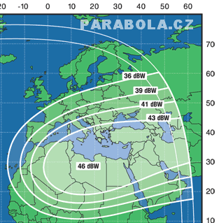 Footprint satelitu Express A4 (11W), Ku psmo
