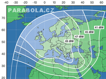 Footprint satelitu Express AM 1 (40°E), Ku pásmo, evropská zóna