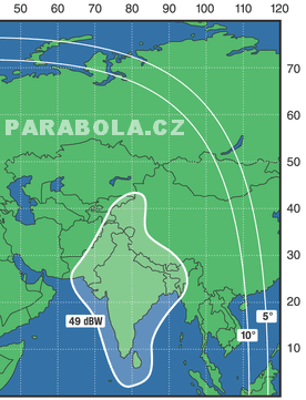 Footprint satelitu Express AM 1 (40E), Ku psmo, indick zna