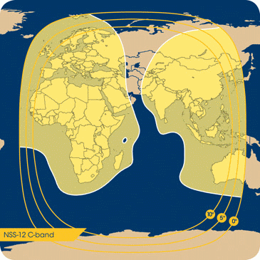 Pokryt signlem satelitu NSS 12