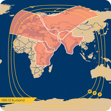 Pokryt signlem satelitu NSS 12