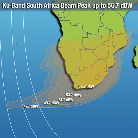 Footprint satelitu Intelsat 20, South Africa beam, obrázek: Intelsat
