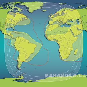 Footprint satelitu Intelsat 603 (20°W), C pásmo