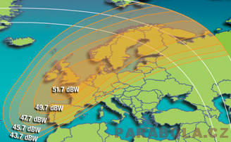 Footprint satelitu Intelsat 603 (20°W), Ku pásmo, west spot