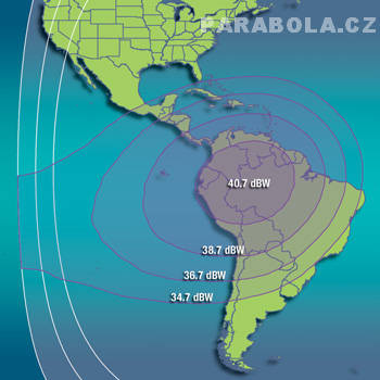 Footprint satelitu Intelsat 705 (50°W), C pásmo