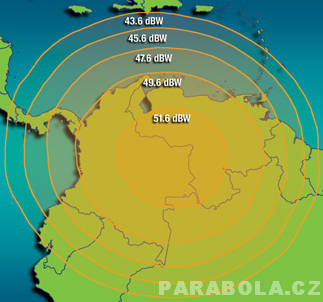 Footprint satelitu Intelsat 705 (50°W), Ku pásmo, S3 beam