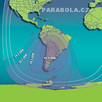 Footprint satelitu Intelsat 707 (53°W), C pásmo