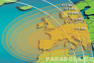 Footprint satelitu Intelsat 705 (53°W), Ku pásmo, S1 beam