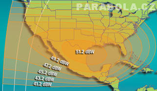 Footprint satelitu Intelsat 707 (53°W), Ku pásmo, S2 beam