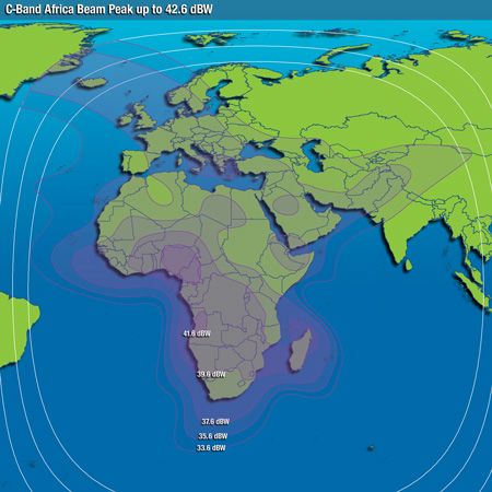 Footprint satelitu Intelsat New Dawn, C band beam, obrzek: Intelsat