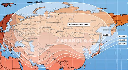 Footprint satelitu Jamal 201 (90E), C psmo