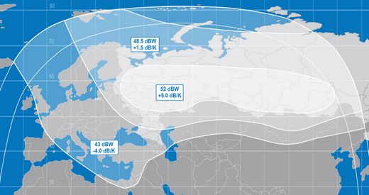 Footprint satelitu Jamal 402, North beam, obrzek: Gazprom