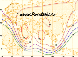 Pokrytá území satelitem LMI1, C-pásmo, svazek B