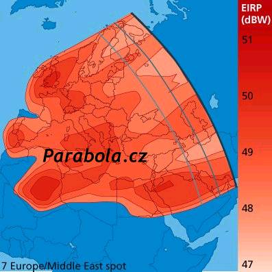 Pokryt signlem satelitu NSS 7