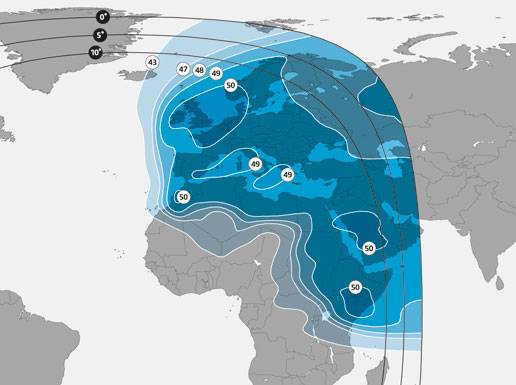 Footprint satelitu SES 4, Europe/Middle East beam, obrzek: SES