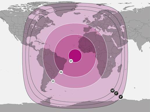 Footprint satelitu SES 4, Global beam, obrzek: SES
