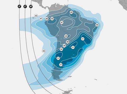 Footprint satelitu SES 4, Southern Clone beam, obrzek: SES