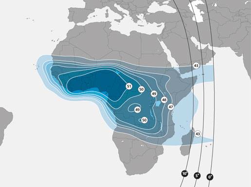 Footprint satelitu SES 4, West Africa beam, obrzek: SES