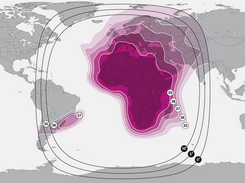 Footprint satelitu SES 5, East Hemi beam, obrzek: SES